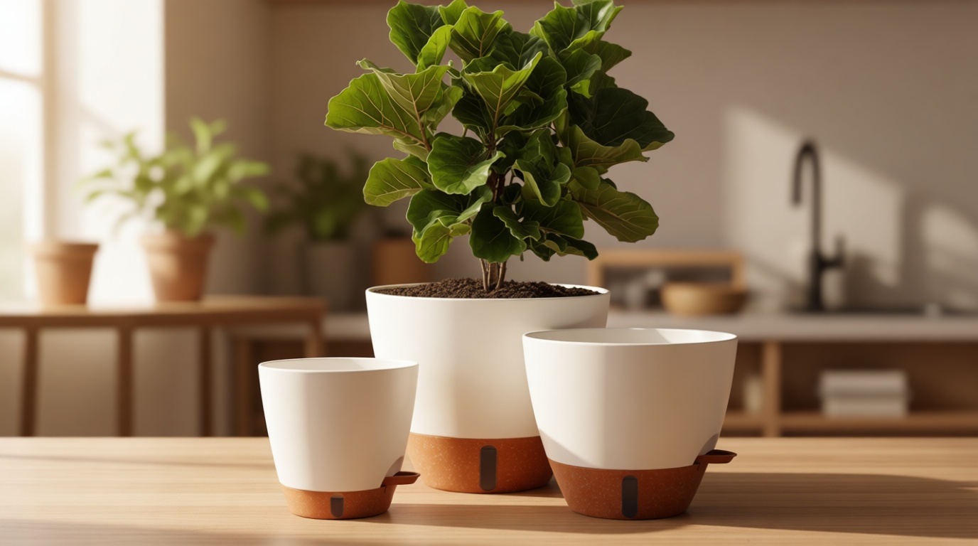 8/10/12 Inch Self Watering Pots for Indoor/Outdoor Plants - Large Plastic Planter with Drainage Holes, Water Level Indicator & Deep Reservoir, Modern Decorative Flower Pots (White)