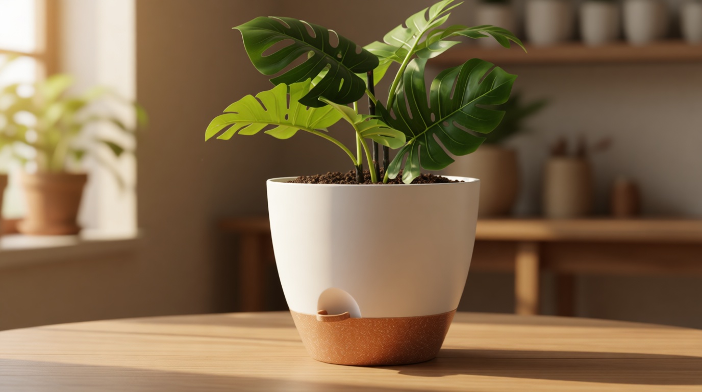 YNNICO 12 Inch Large Self Watering Plant Pot Set, Flower Pots with Multi-Mesh Drainage Holes and Saucer, Suitable for Indoor and Outdoor Garden Plants, White. Global Recycled Standard