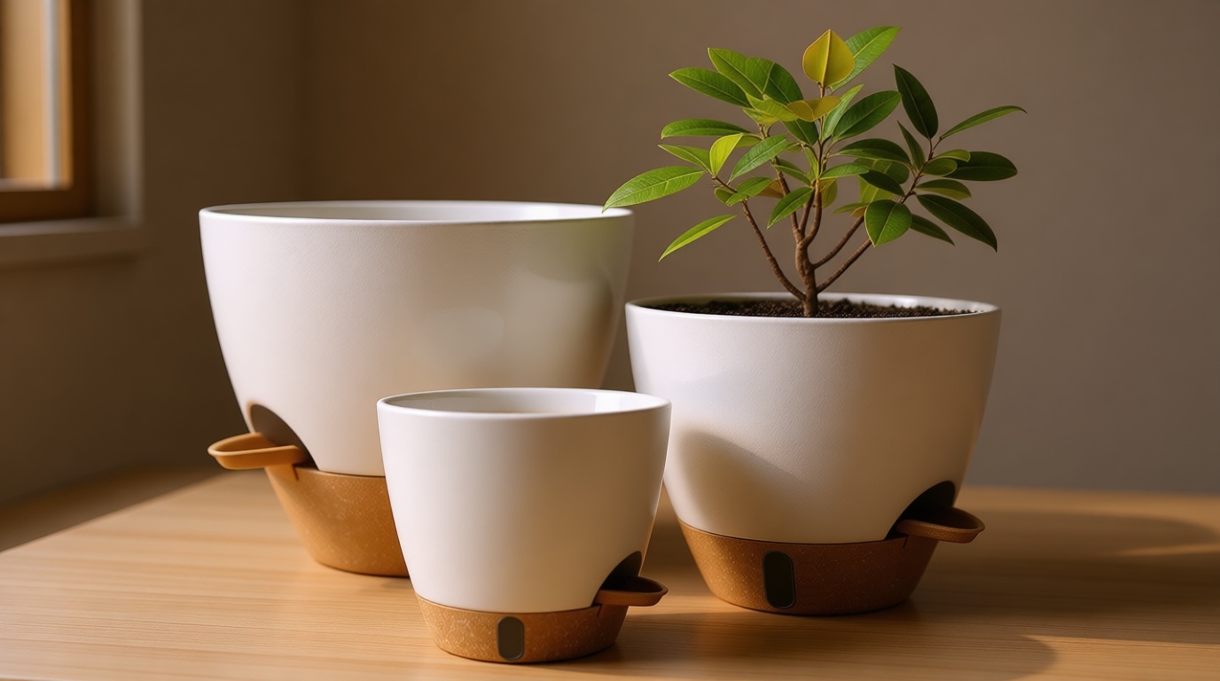 MNKXL 4-Pack Large Self Watering Pots for Indoor Plants, 12/10/9/8 Inch Planters with Visible Water Level Window, Automatic Watering System for Monstera, Fiddle Leaf, Herbs, Succulents, White