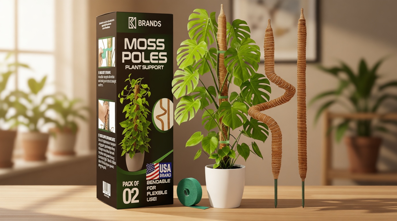 2 Pack 28'' Bendable Moss Pole Monstera Plant Support for Climbing Indoor Plants - Stakes for Potted Climbers - Tall Sticks Indoor Trellis for Houseplants - Accessories for Monstera Pot