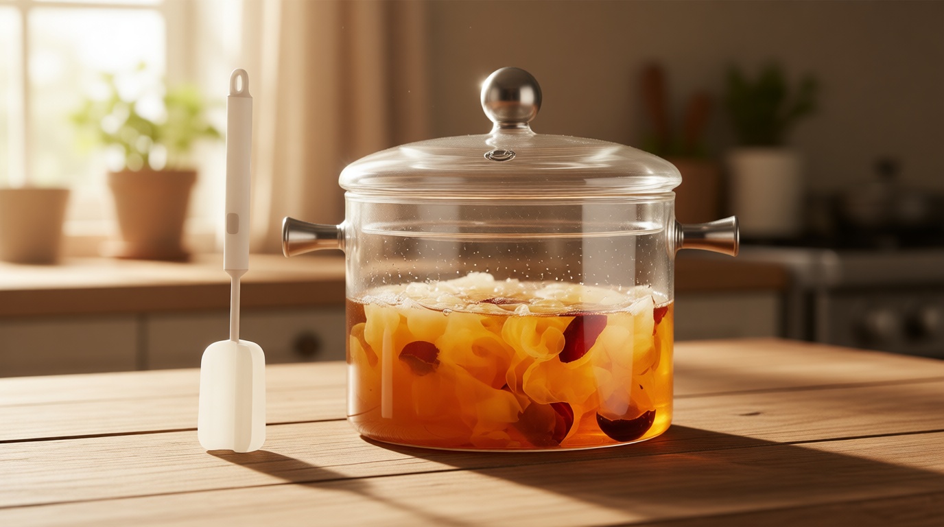 AEFPOYMXU Clear Glass Simmer Pot for Stove Potpourri Cooking Saucepan with Cover Cookware Set Heat-Resistant Stovetop Pot And Pan with Lid, Soup, Milk, Baby Food,Fruit and Spices 1.5L/ 50 FL OZ