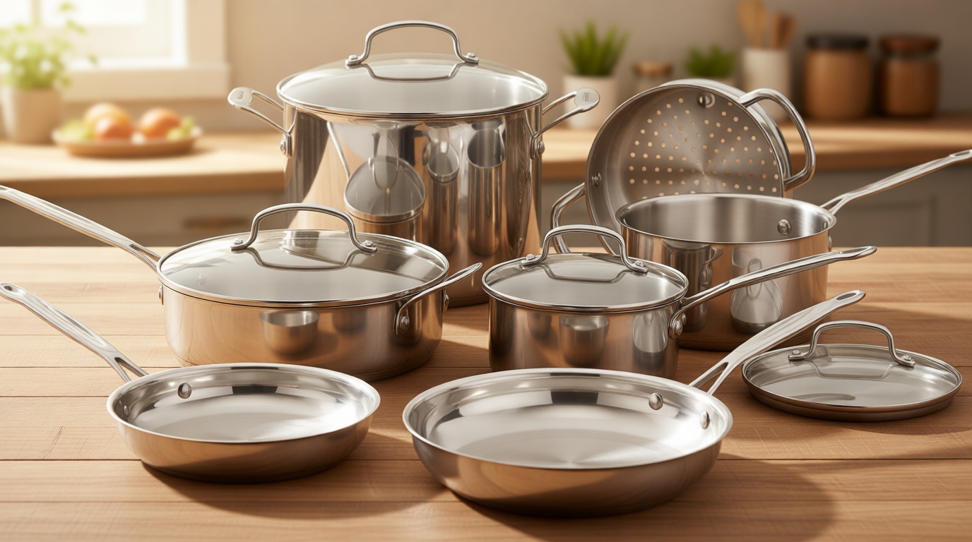 Cuisinart Chef’s Classic 11-Piece Stainless Steel Pots and Pans Set, Cookware Set Compatible with Induction, Electric, Gas Cooktops, Aluminum Core for Even Heat, Cool Grip Handles, Dishwasher Safe