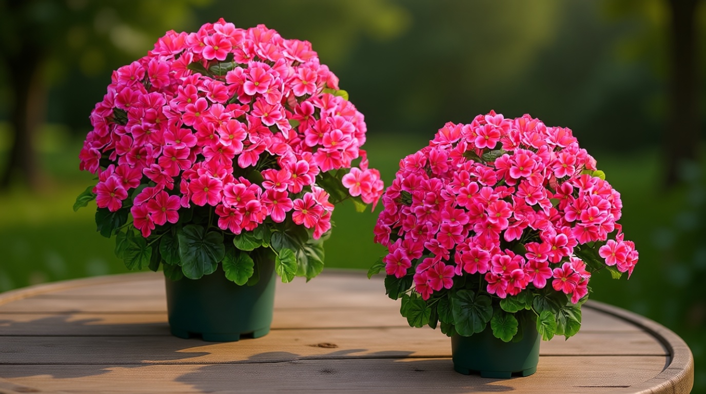 QIANYUN Artificial Geranium Bush – 20 Inch Outdoor Potted Artificial Plant for Front Porch, UV Resistant Faux Flower Bush for Garden, Yard & Patio Decor (2 Pack)