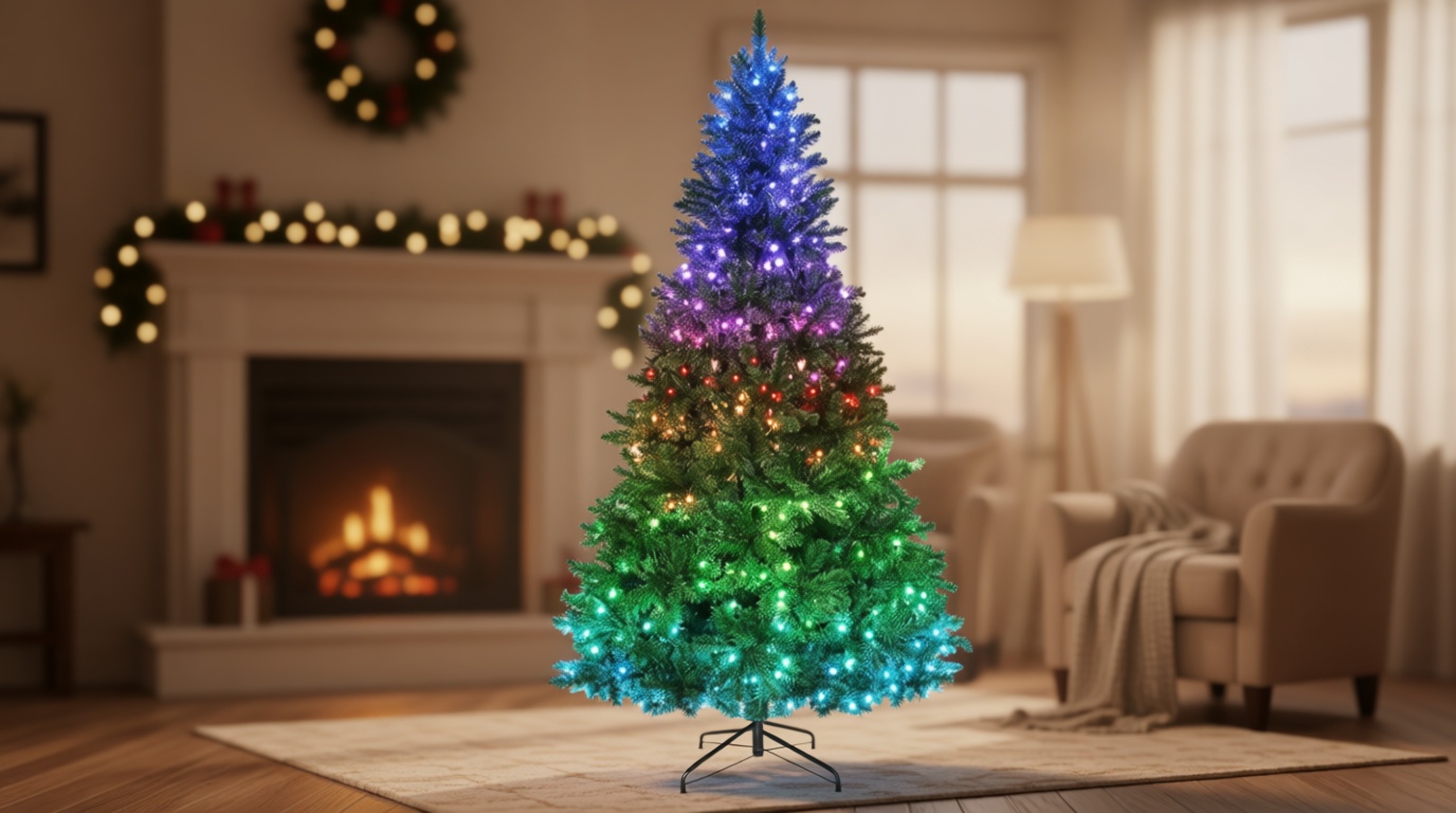 7.5ft Prelit Aritificial Christmas Tree with 400 LED Lights,Bluetooth Christmas Tree, Multicolor RGB Lights with App Control, 1477 Branch Tips, Easy to Assemble, for Christmas, Home, Party