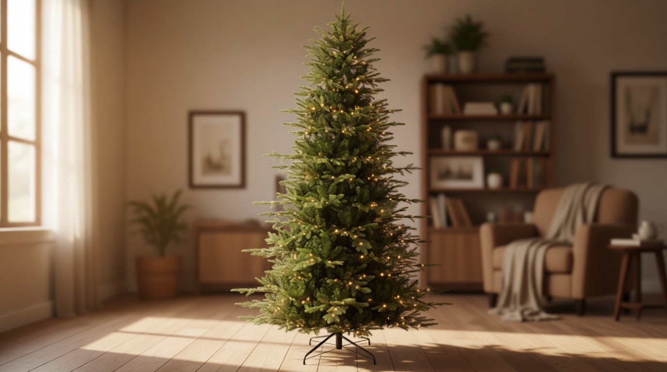 Best Choice Products 6ft Pre-Lit Artificial Aspen Slim Christmas Tree, Noble Holiday Décor w/ 1,350 Branch Tips, 2-in-1 Multicolor LED Lights, Cordless Connection, Metal Stand