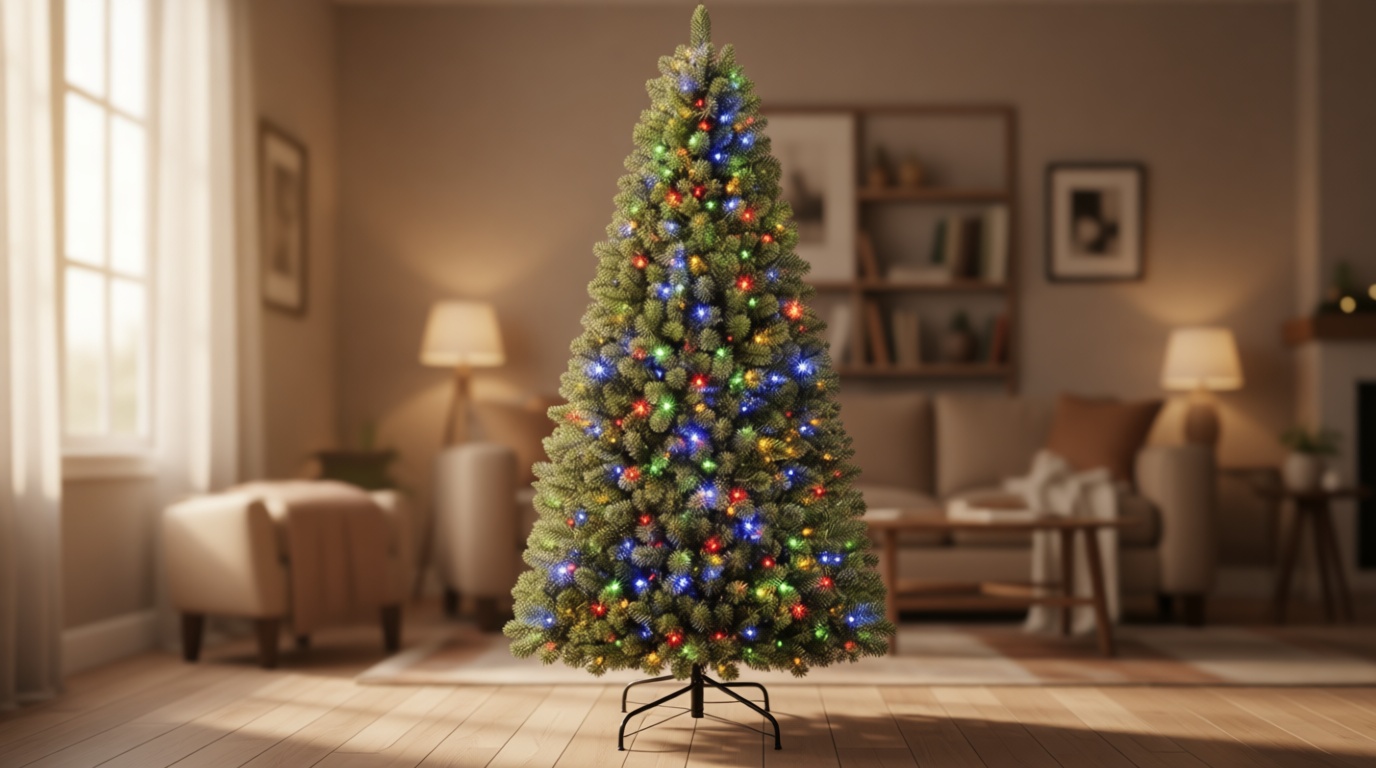 SHareconn 6ft Prelit Premium Artificial Classic Spruce Christmas Tree with Remote Control,Timer, and 330 Warm White & Color LED Changing Lights, 952 Branch Tips, Perfect Choice for Xmas Decoration6 FT ClimatePartner certified