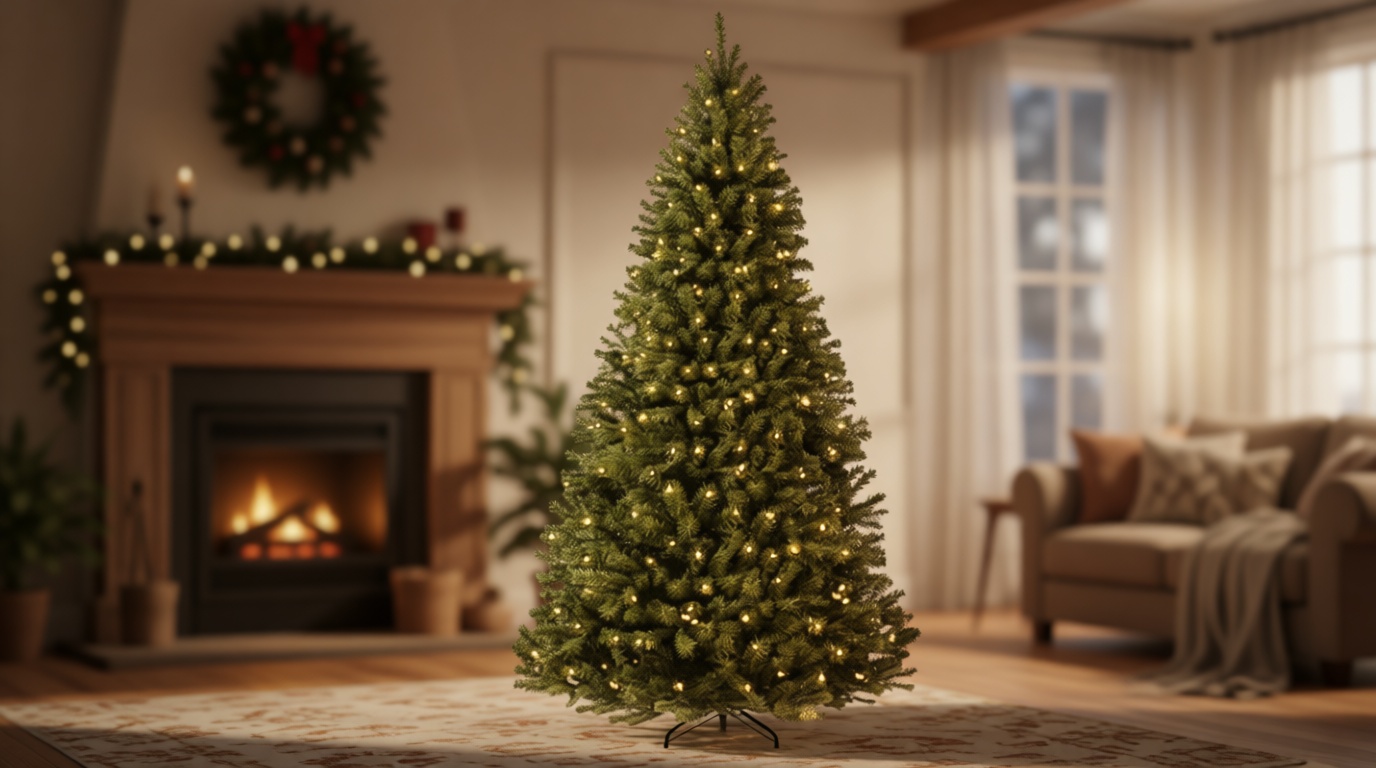 Best Choice Products Artificial Christmas Tree, 7.5ft Premium Pre-Lit Realistic Spruce Holiday Décor w/Dense Branches, Metal Base - Green Spruce