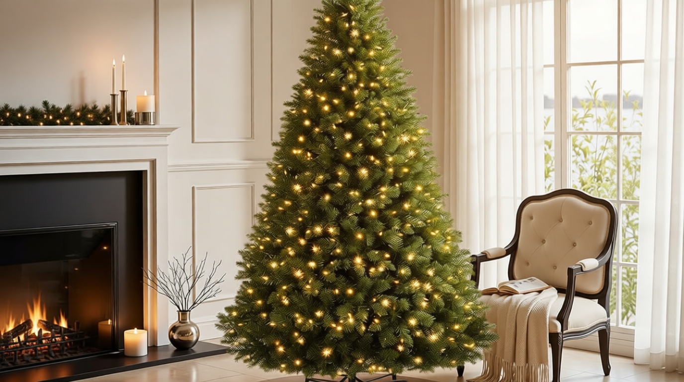 6 FT Pre-lit Christmas Tree Spruce with Remote Control, 300 Warm White Multi-Color Changing LED Lights, Artificial Hinged/Feel Real/Realistic for Home, Holiday Decoration Dual Color LED