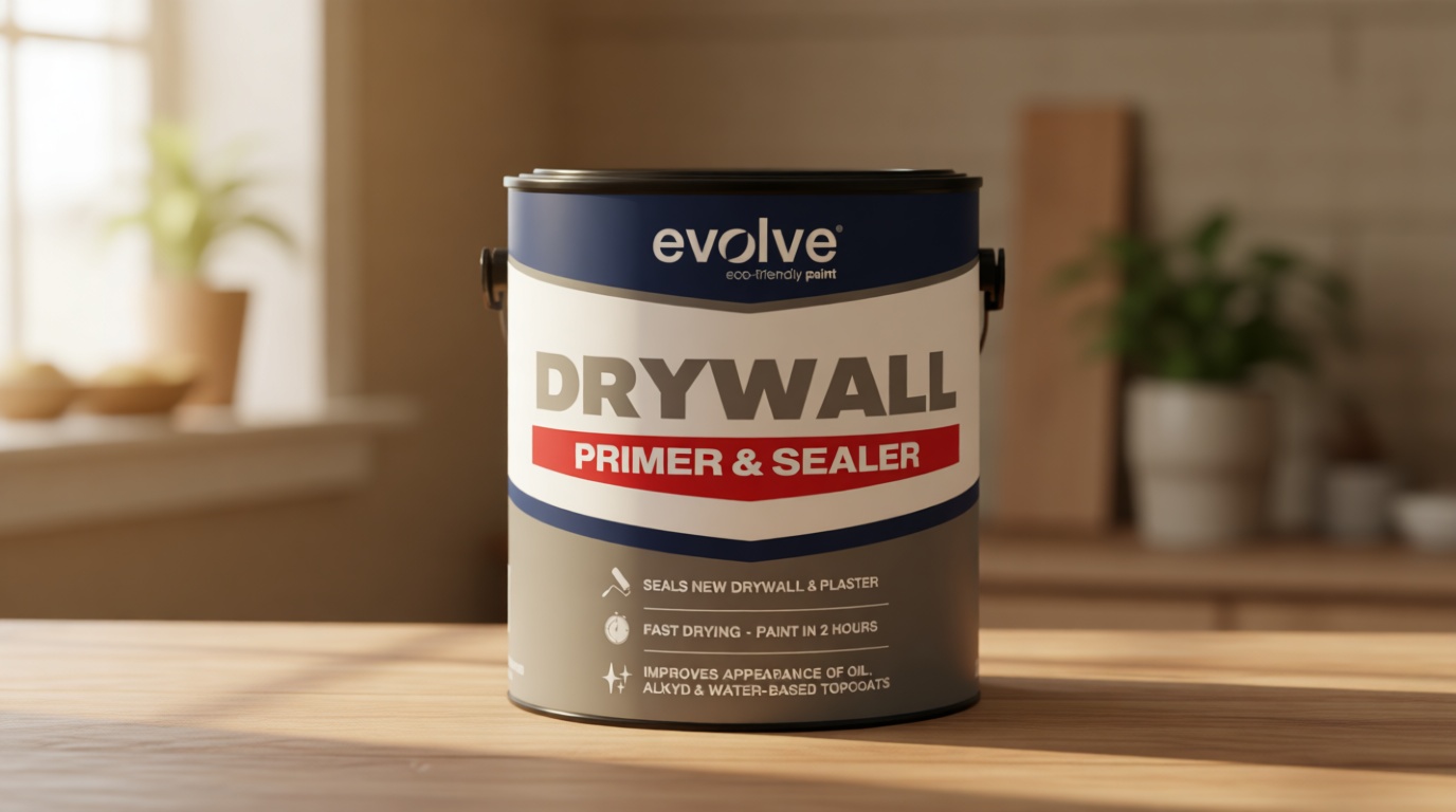 EVOLVE Drywall Primer & Sealer, 1 Gallon – Professional Fast-Dry Drywall Primer, Low VOC & Low Odor, Excellent Adhesion & Hide, Smooth Sealing Base for Walls & Ceilings