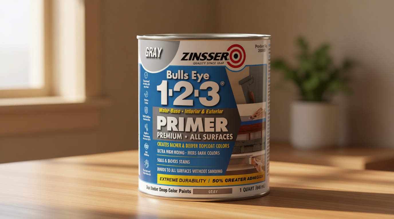 Zinsser 286258 Bulls Eye 1-2-3 All Surface Primer, Quart, Gray