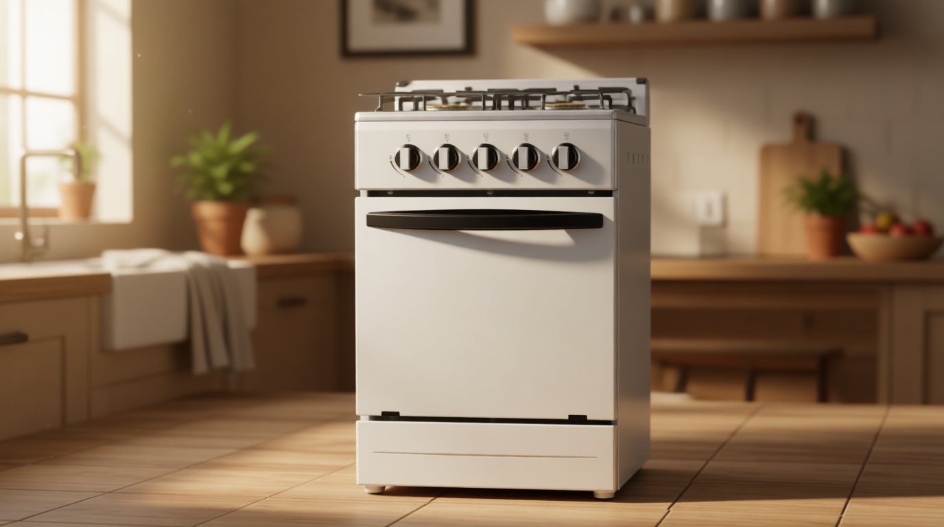 20" Free Standing Gas Stove Oven Range,4 Burner LPG Cooktop with 65L Oven, 201 Stainless Steel Body, Double Layer Mirror Surface Tempered Glass Door, Compact Design for Kitchen (LPG)