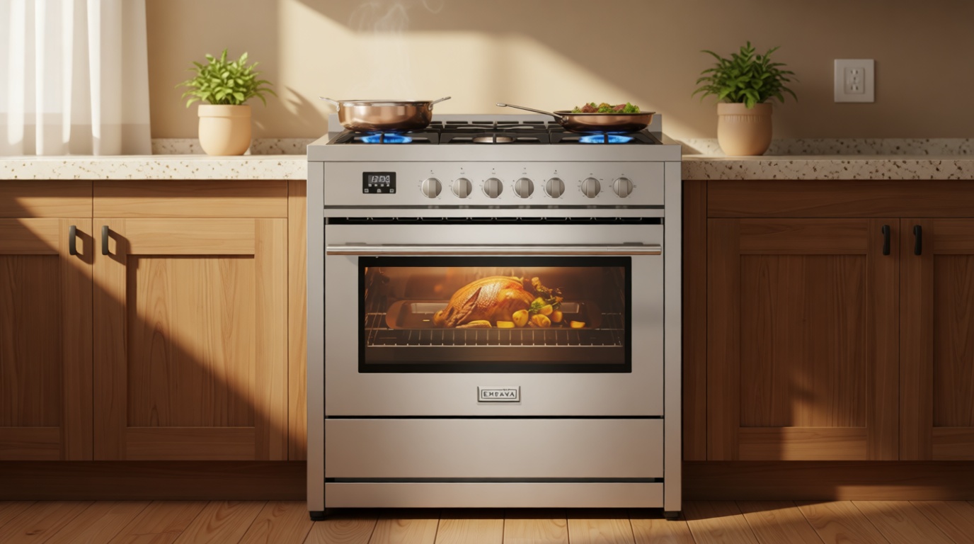 Empava 36″ Professional Gas Range with 18K BTU Triple-Ring Power Burner, Convection Oven, Built-in Timer & Precision Simmer Control for High-Performance Home Cooking, ETL Certified