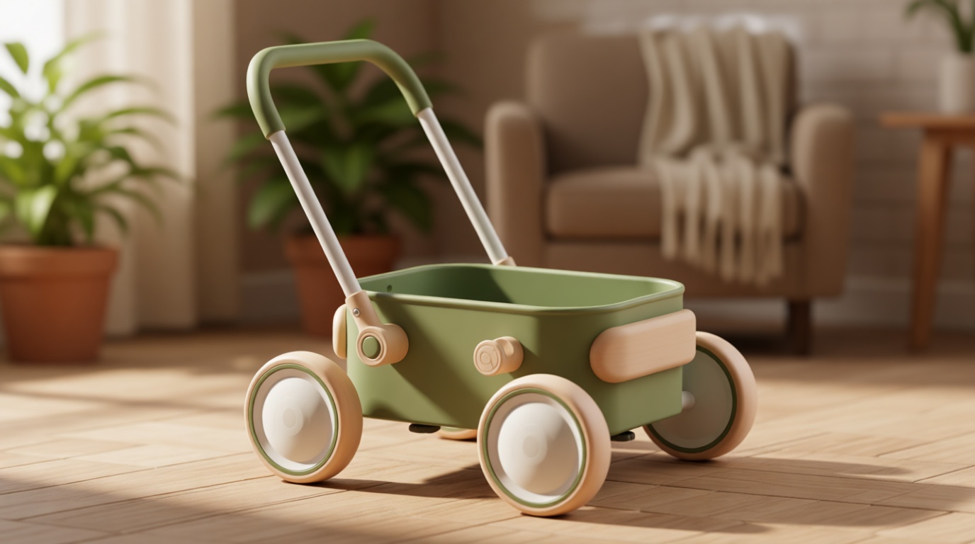 PULA Baby Push Walker with Wheels Toddler Wagon for First Learner Baby Toys 6-12 Months, 1 Year Old Birthday Gifts, Indoors and Outdoors (Green)