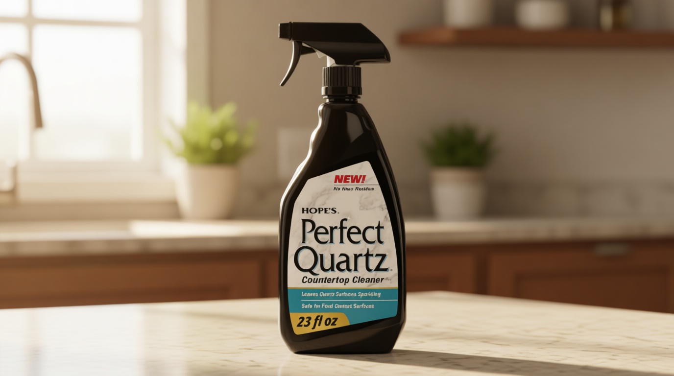 HOPE'S Perfect Quartz Countertop Cleaner, No Hazy Residue, Streak-Free, Safe on Food Contact Surfaces, Fragrance-Free, Sunscreen-Free, Counter Cleaner for All Brands of Quartz, 23 Fl Oz, Pack of 1