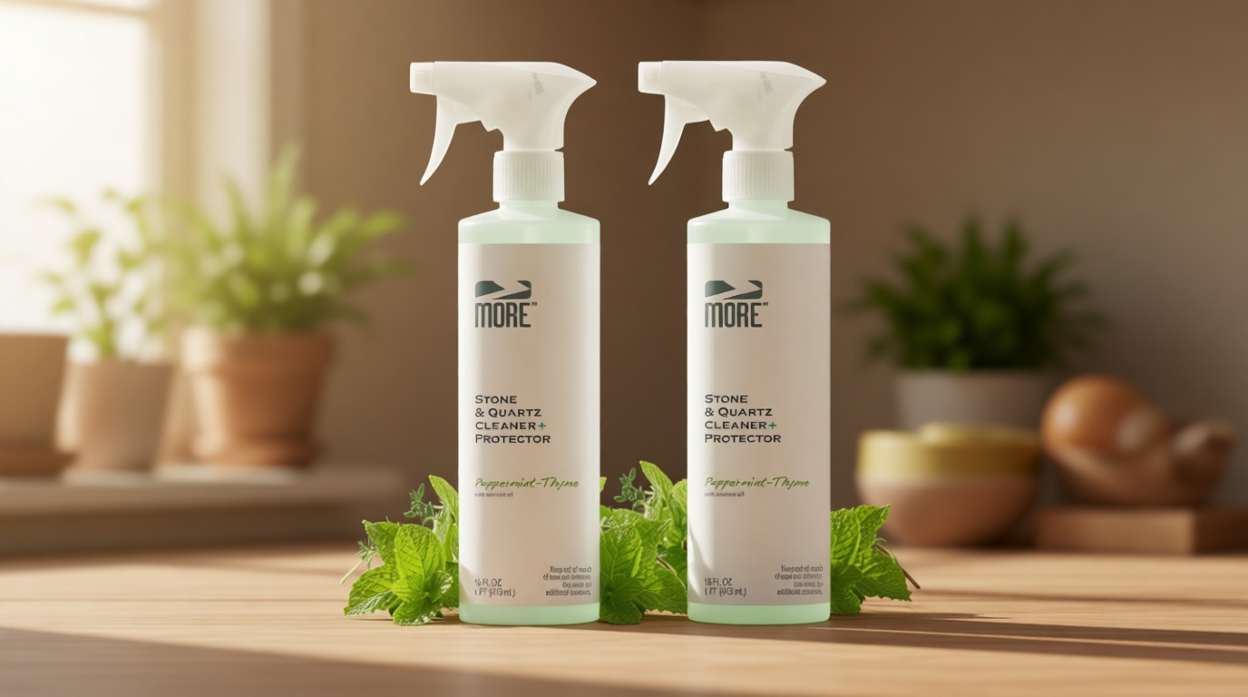 MORE Stone & Quartz Cleaner + Protector - Water Based Formula for Natural Stone and Quartz Surfaces (Pint 16 oz - Twin Pack)