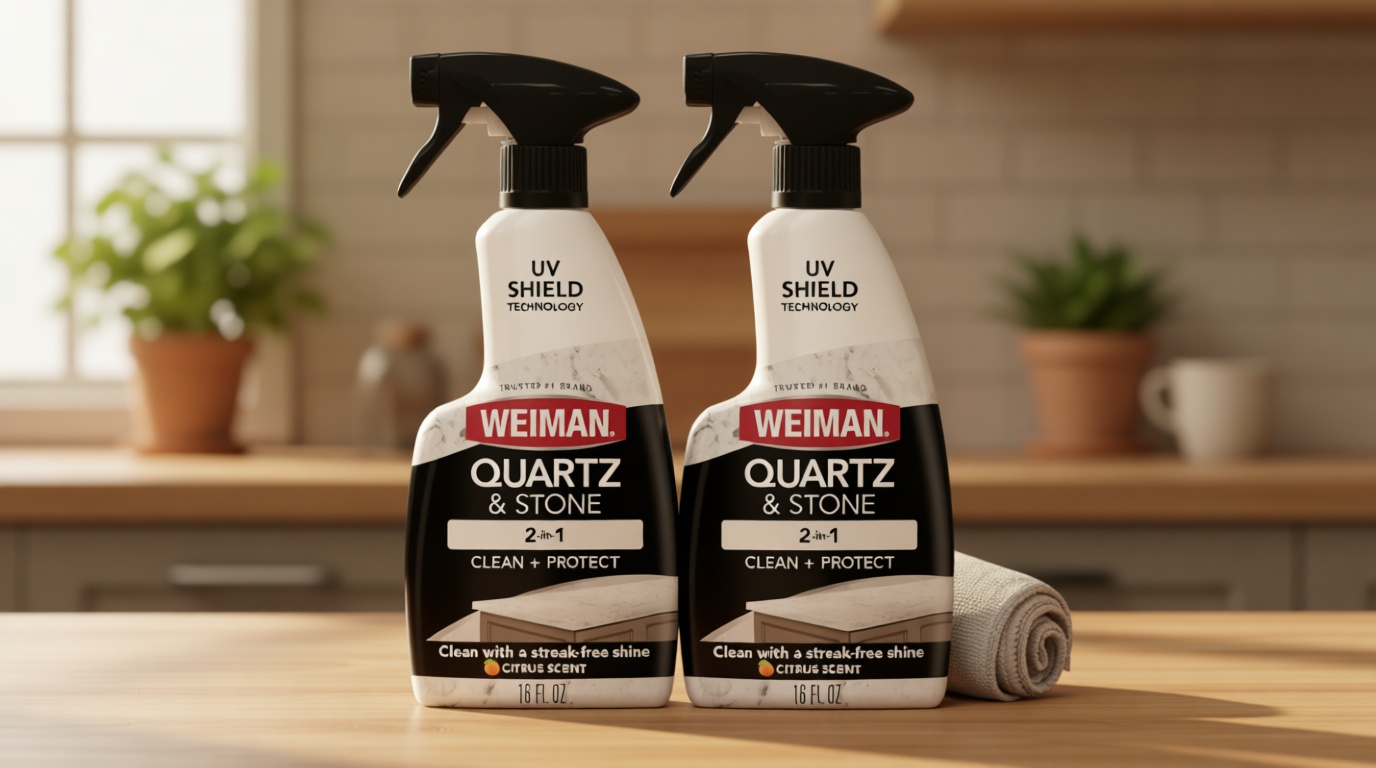 Weiman Quartz Countertop Cleaner and Polish (2 Pack w/Micro Towel) Clean and Shine Your Quartz Countertops Islands and Stone Surfaces with Ultra Violet Protection