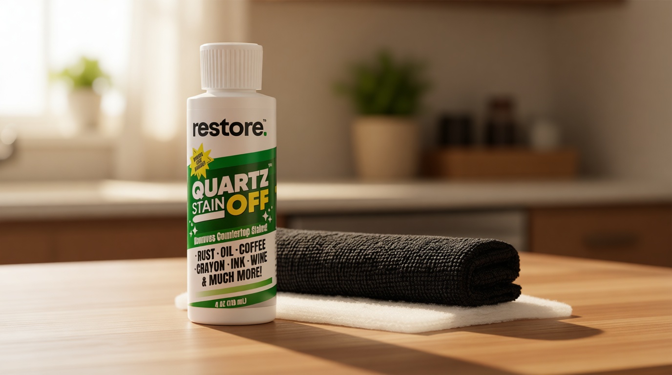 Quartz Stain Off – Quartz Countertop Stain Remover Cream & Deep Cleaner | Removes Coffee, Water, Grease & Food Stains | Non-Abrasive, Scratch-Free