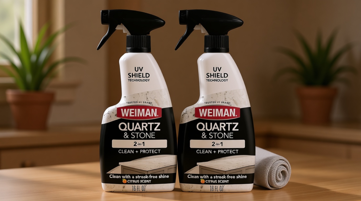 Weiman Quartz Countertop Cleaner and Polish (2 Pack w/Micro Towel) Clean and Shine Your Quartz Countertops Islands and Stone Surfaces with Ultra Violet Protection