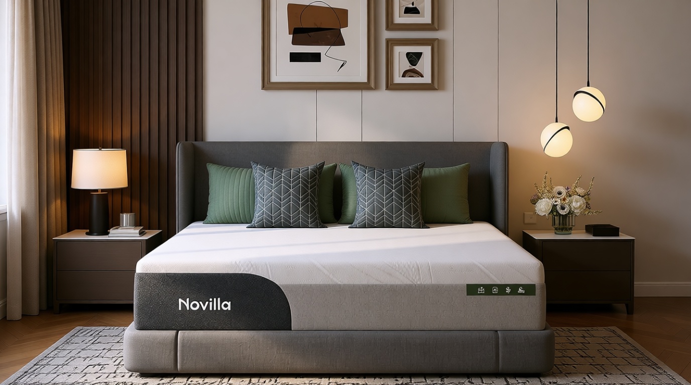 Novilla Bliss Cooling Queen Size Mattress, 12 Inch Gel-Infused Memory Foam Mattress Queen Size in a Box with Cool-Touch Nylon Cover, Pressure Relief & Body Support with CertiPUR-US Certified Foam OEKO-TEX STANDARD 100