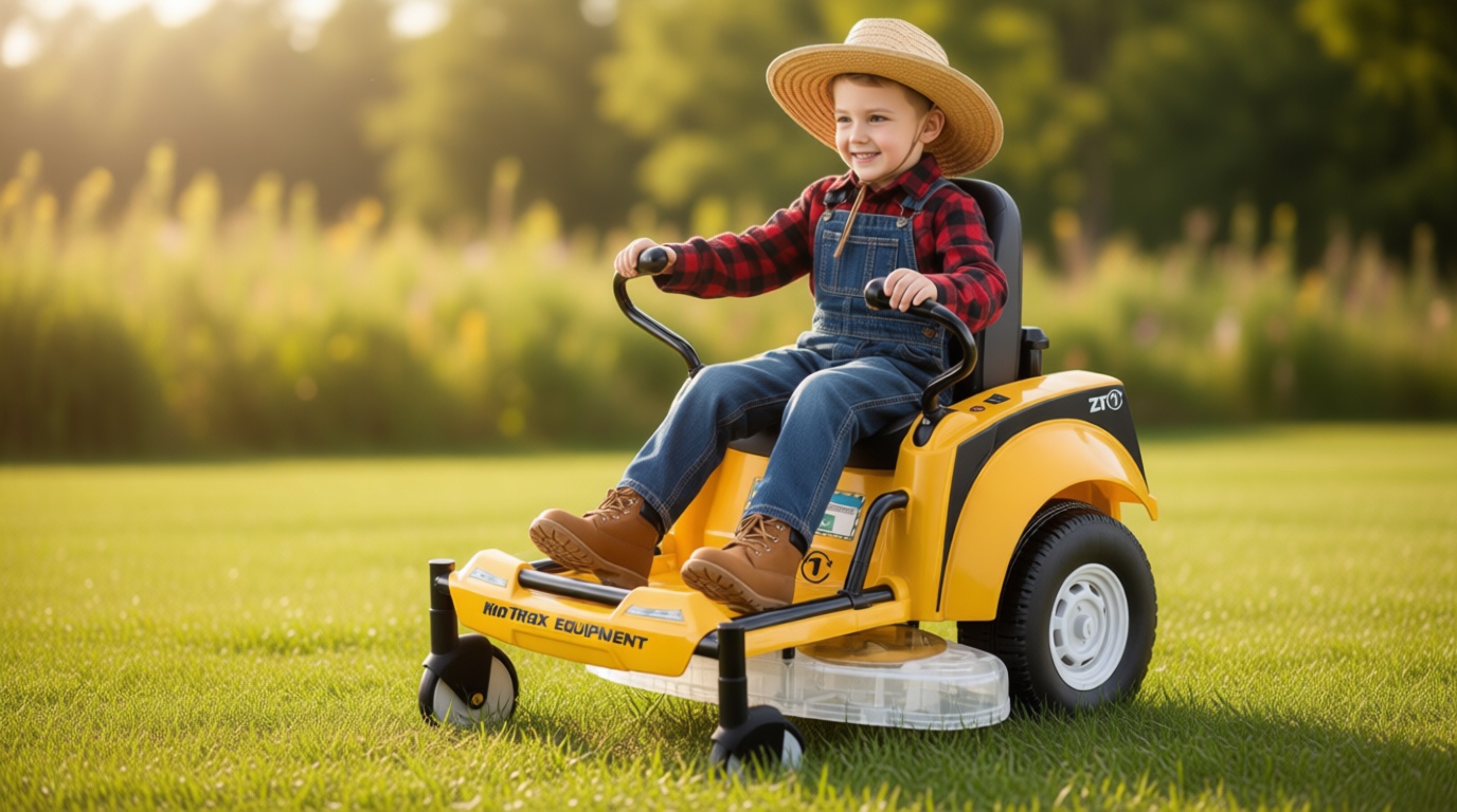 Kid Trax 12V Zero Turn Lawn Mower Tractor Toy - Riding Lawn Mower, Outdoor Toys, Kids Electric Car, Ride On Tractor, Dual Handle, Twist and Turn, Speed to 3MPH, Max Weight of 77lbs, Age 3-7, Yellow