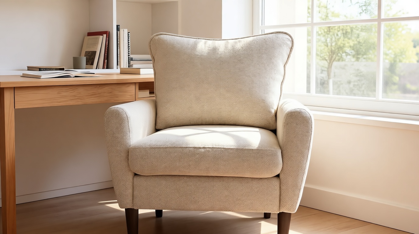 OLIXIS Comfy Accent Chair for Living Room Bedroom and Waiting Room, Upholstered Mid-Century Reading Chair with Pillow and Solid Wood Legs, Wide Singe Modern Lounge Sofa (Beige)