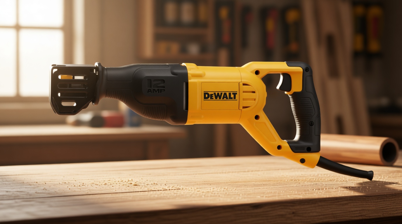 DEWALT Reciprocating Saw, 12 Amp, 2,900 RPM, 4-Position Blade Clamp, Variable Speed Trigger, Corded (DWE305)