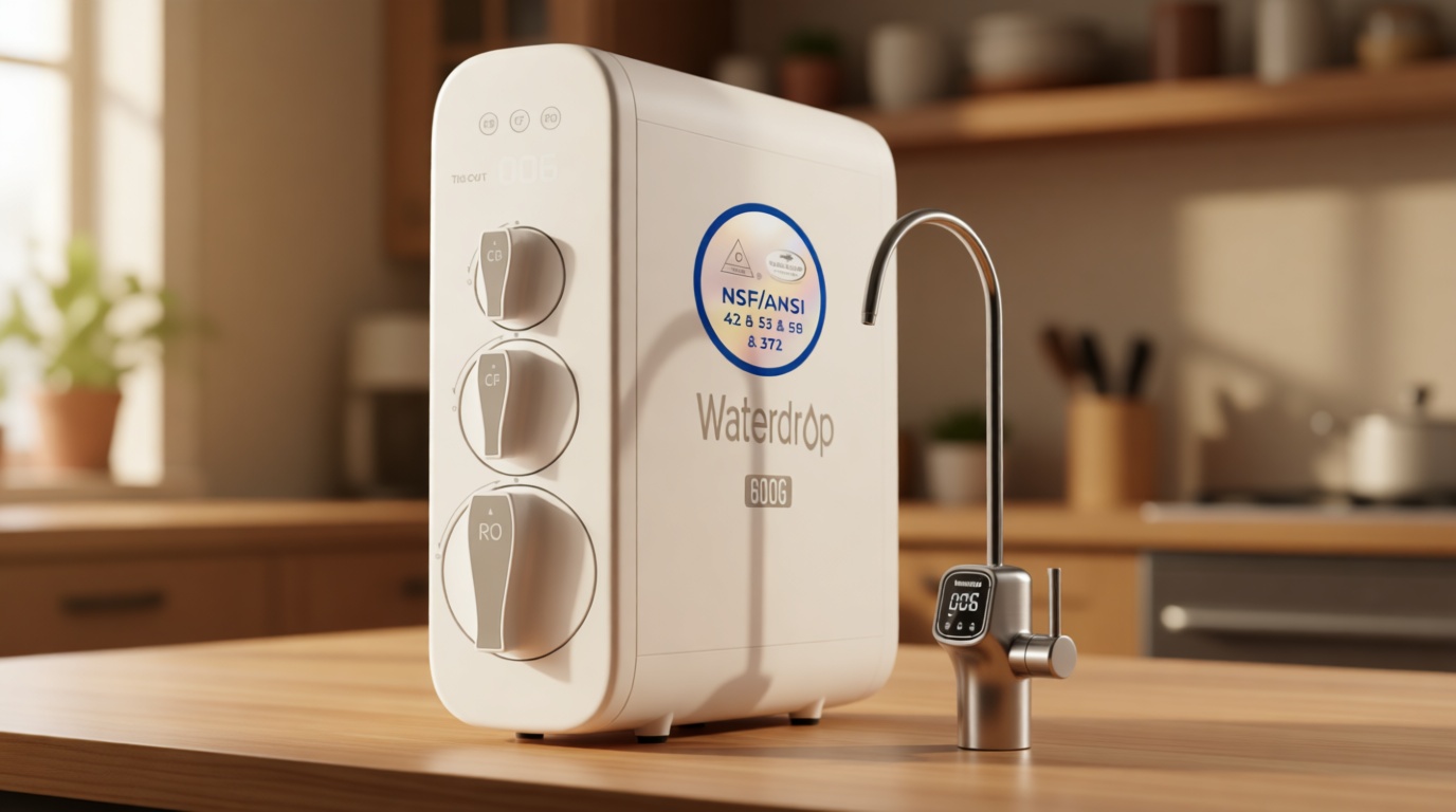 Waterdrop G3P600 Reverse Osmosis System, 8 Stage Tankless Reverse Osmosis Water Filter, NSF/ANSI 42 & 53 & 58 & 372 Certified, Under Sink RO System, 2:1 Pure to Drain, Smart LED Faucet ClimatePartner certified