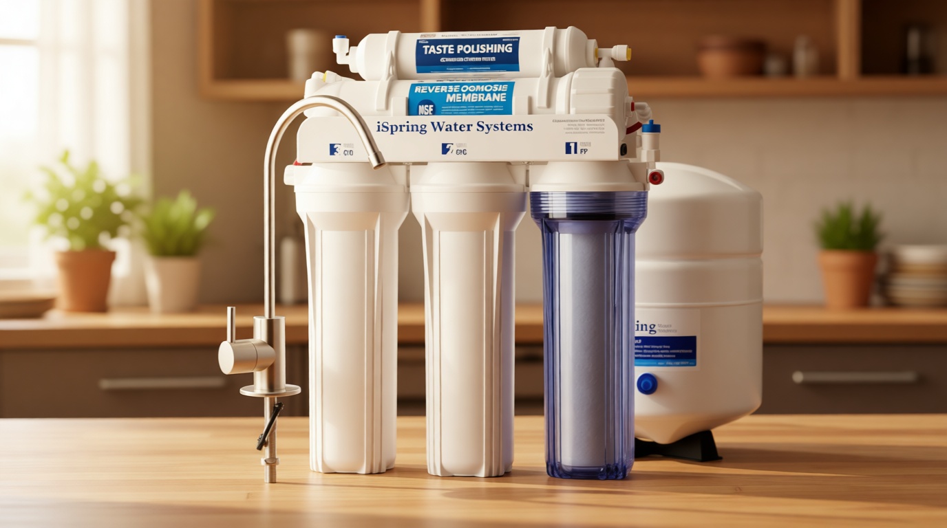 iSpring RCC7, NSF Certified, High Capacity Under Sink 5-Stage Reverse Osmosis Water Filter, RO Drinking System, 75 GPD, Brushed Nickel Faucet, Patented Top-Mounted Faucet Design for Easy Installation