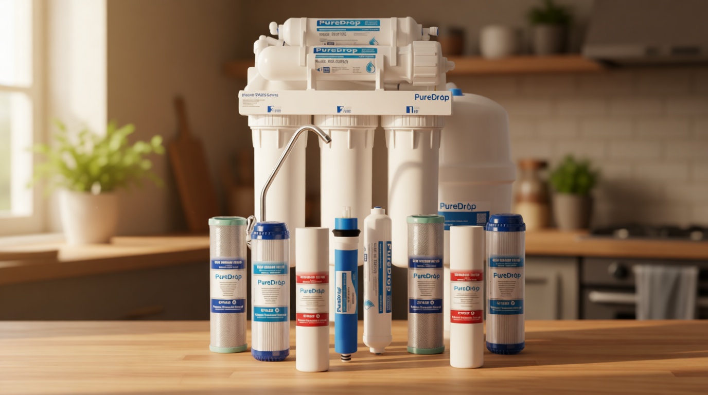 PureDrop RTW5 SGS-Tested 5 Stage Reverse Osmosis Water Filter System with Innovative Top-Mounted Faucet Design, TDS Reduction 50 GPD Under Sink RO Water Filtration Plus Extra 3 Filters