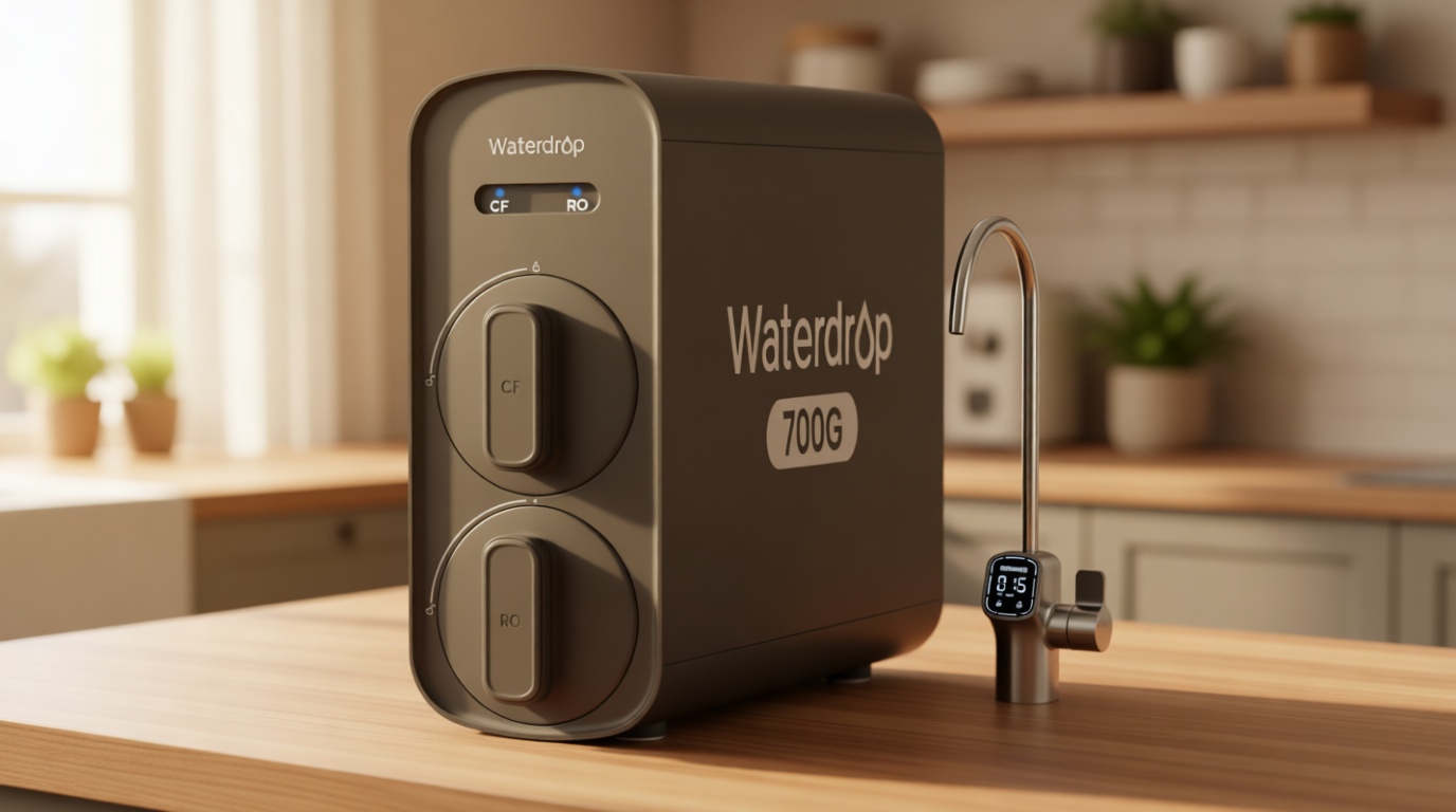 Waterdrop G5P700A Alkaline Mineral pH+ Reverse Osmosis Water Filter, NSF/ANSI 58 & 372 Certified, 700G Reverse Osmosis System, 8 Stage RO Water Filtration System, 2:1 Pure to Drain, Smart LED Faucet