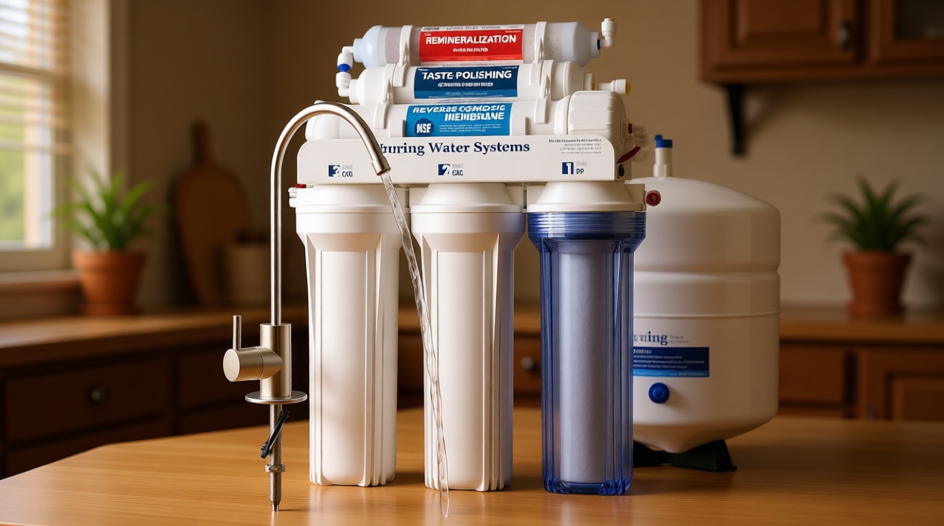 iSpring RCC7AK, NSF Certified, 75 GPD, Alkaline 6-Stage Reverse Osmosis System, pH+ Remineralization RO Water Filter System Under Sink, Patented Top-Mounted Faucet Design for Easy Installation