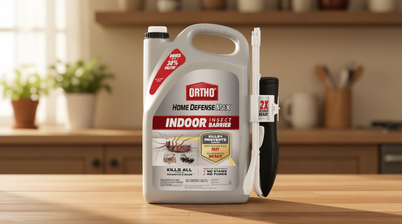 Ortho Home Defense Max Indoor Insect Barrier with Extended Reach Comfort Wand - Ready-To-Use Home Bug Spray, Kills Ants, Roaches, Spiders, Fleas and Ticks, 1 gal.