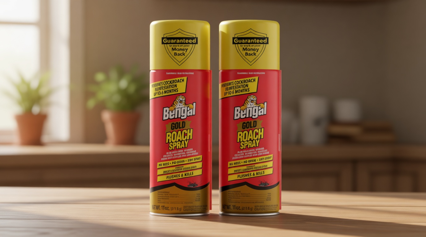 Bengal Gold Roach Spray - Odorless, Stain-Free Bug Spray for Home - Prevents Reinfestation for Up to 6 Months - 11 oz​, 2 Pack