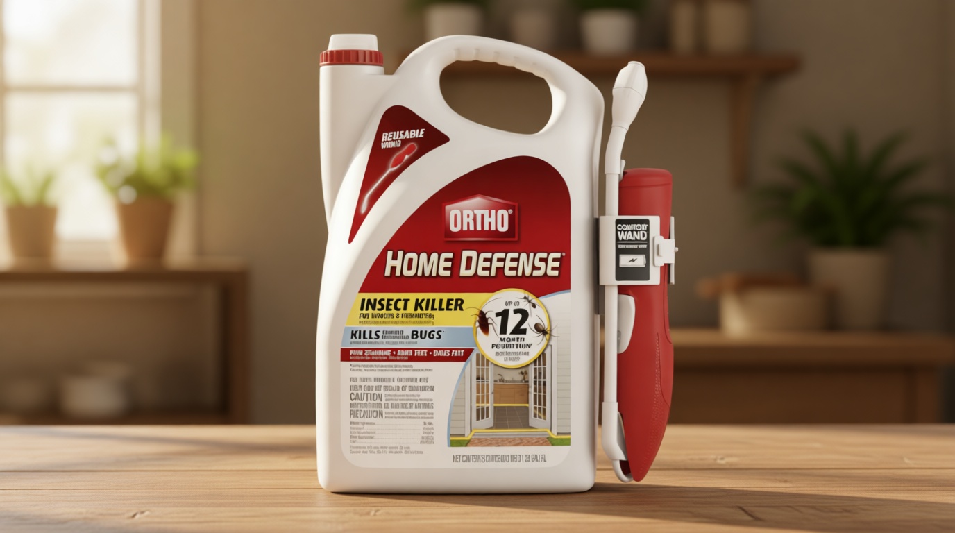 Ortho Home Defense Insect Killer for Indoor and Perimeter2 with Comfort Wand - Ready-To-Use Bug Spray, Kills Ants, Cockroaches & Spiders, 1.33 gal.