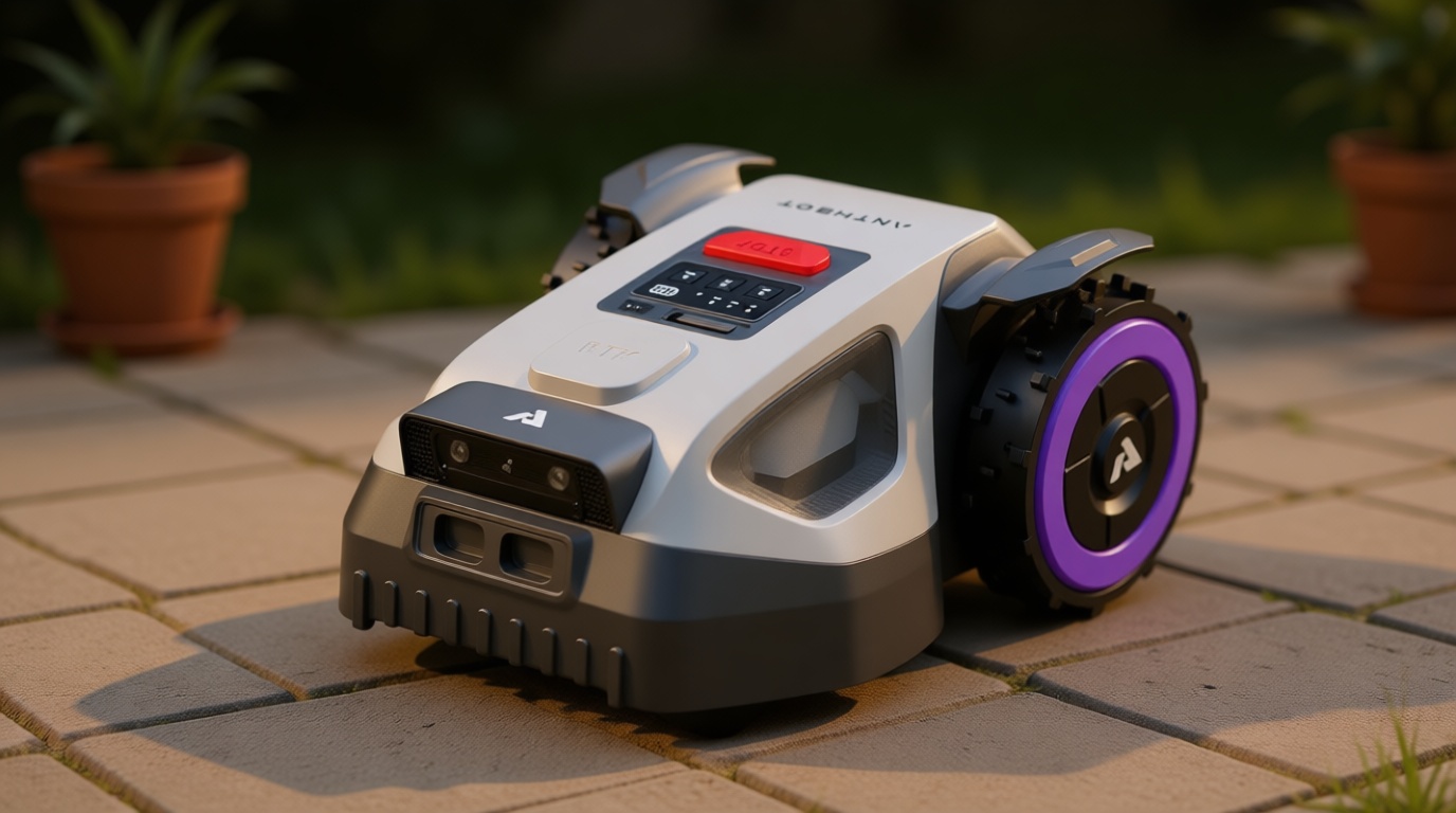 ANTHBOT M5 Robot Lawn Mower 1/8 Acre, Dual Vision+Full-Band RTK Robotic Lawnmower, No Perimeter Wire, App Control Obstacle Avoidance, 45% Slope, Cutting Height, Multi-Zone Mapping Global Recycled Standard