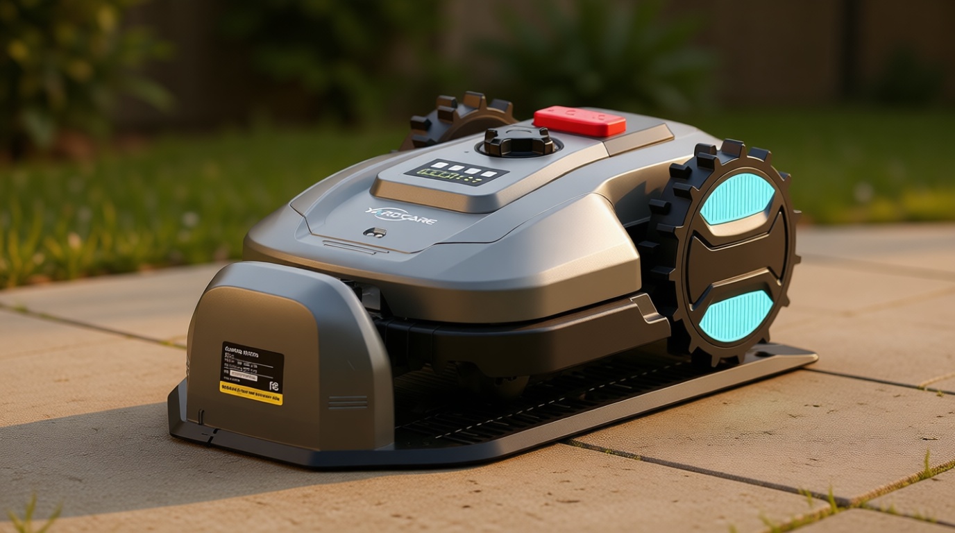 2026 New Robot Lawn Mower with App Control – Features Adjustable Cutting Height, Auto-Charging, Obstacle Detection and Brushless Motor for Lawns Up to 1/8 Acre, Dark Gray