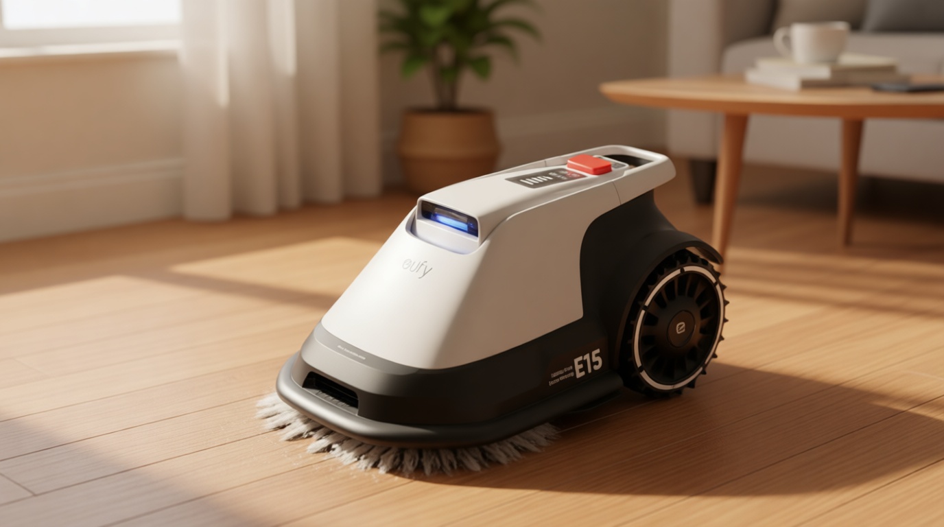 eufy Robot Lawn Mower E15, Auto Mapping,Pure Vision Navigation, Wire Free RTK Free, Multi-Zone Management, AI 3D Obstacle Avoidance, GPS Anti-Theft, 0.2 Acres, 18° Slope, App Control