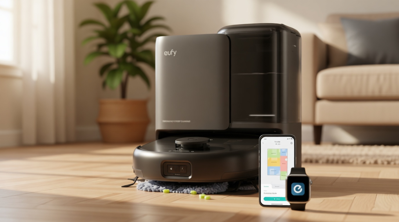 eufy Robot Vacuum E25, 20,000 Pa Suction,HydroJet Always-Clean Roller Mop, All-in-One Robot Vacuum and Mop Combo, Edge-to-Corner Cleaning, Zero-Tangle Design, AI Obstacle Avoidance (Upgraded) ECOLOGO