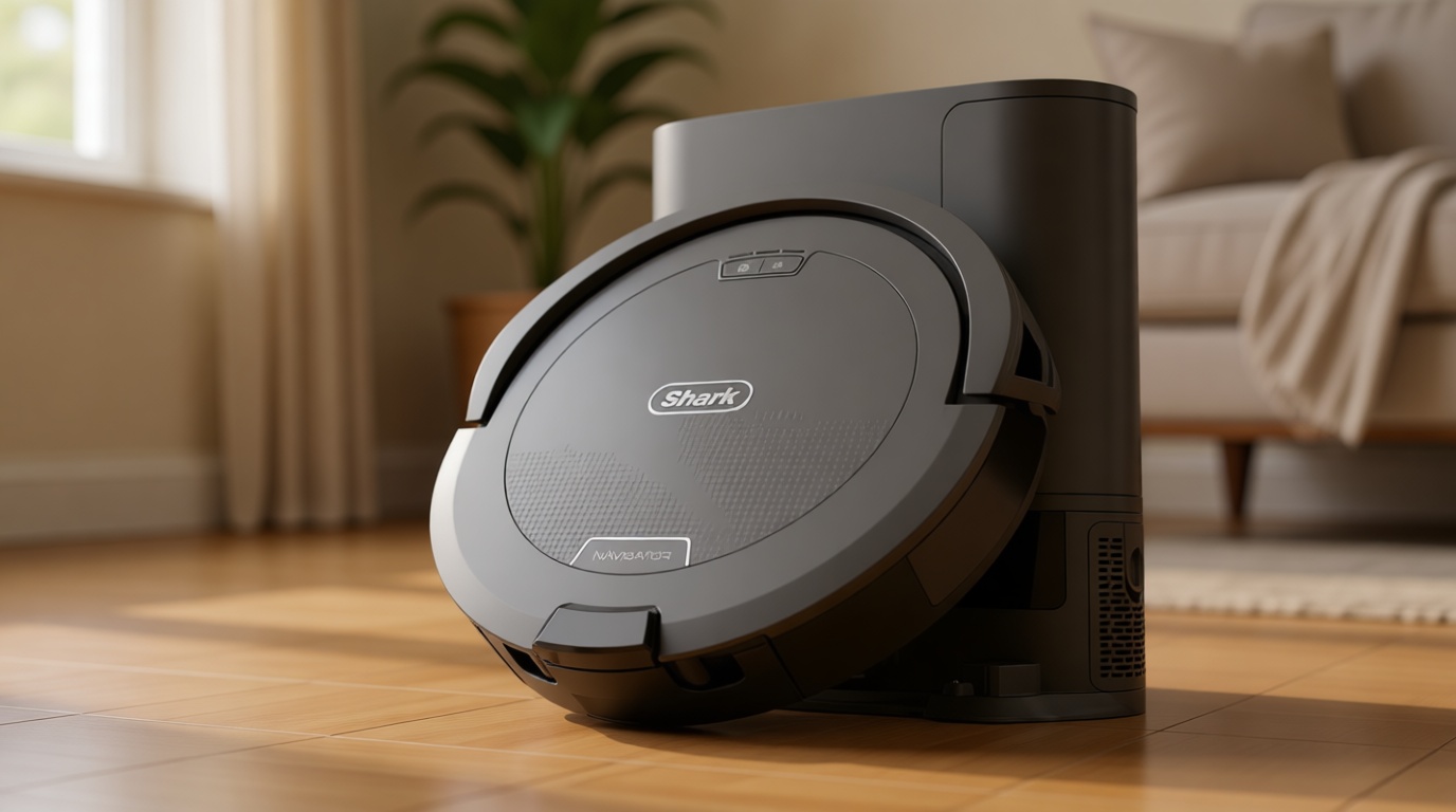 Shark Navigator Robot Vacuum and Self-Empty Base with Bagless 60-Day Capacity Self-Empty Base, SmartPath Navigation, Powerful Pet Hair Pickup, Anti-Hair Wrap, For Carpets & Hard Floors, Grey, RV2120AE