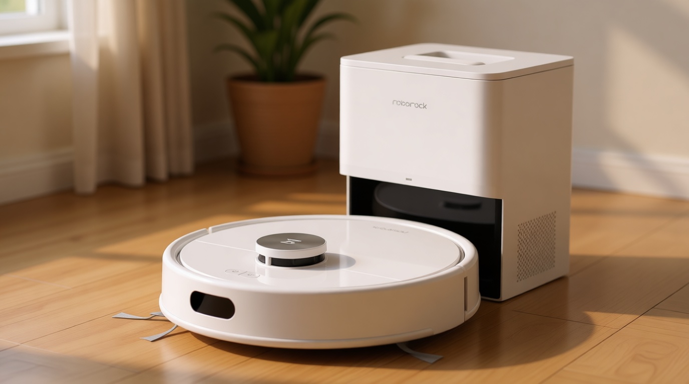 roborock Q7 M5+ Robot Vacuum and Mop, Upgraded from Q5 Max+, Up to 7-9 Weeks Self-Empty, 10000Pa Suction, Dual Anti-Tangle System for Pet Hair & Carpet, PreciSense LiDAR Navigation, App Control, White