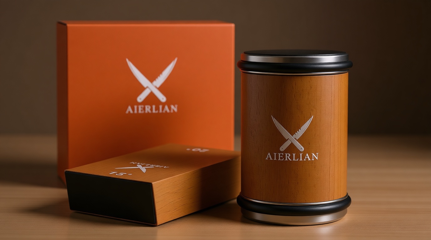 AIERLIAN Knife Sharpener Tool, Rolling Knife Sharpener Kit, Knife Sharpening with Diamonds and Ceramic for Steel of Any Hardness, Kitchen knife Sharpener with 15 & 20 Degree Magnetic Angle(Brown)