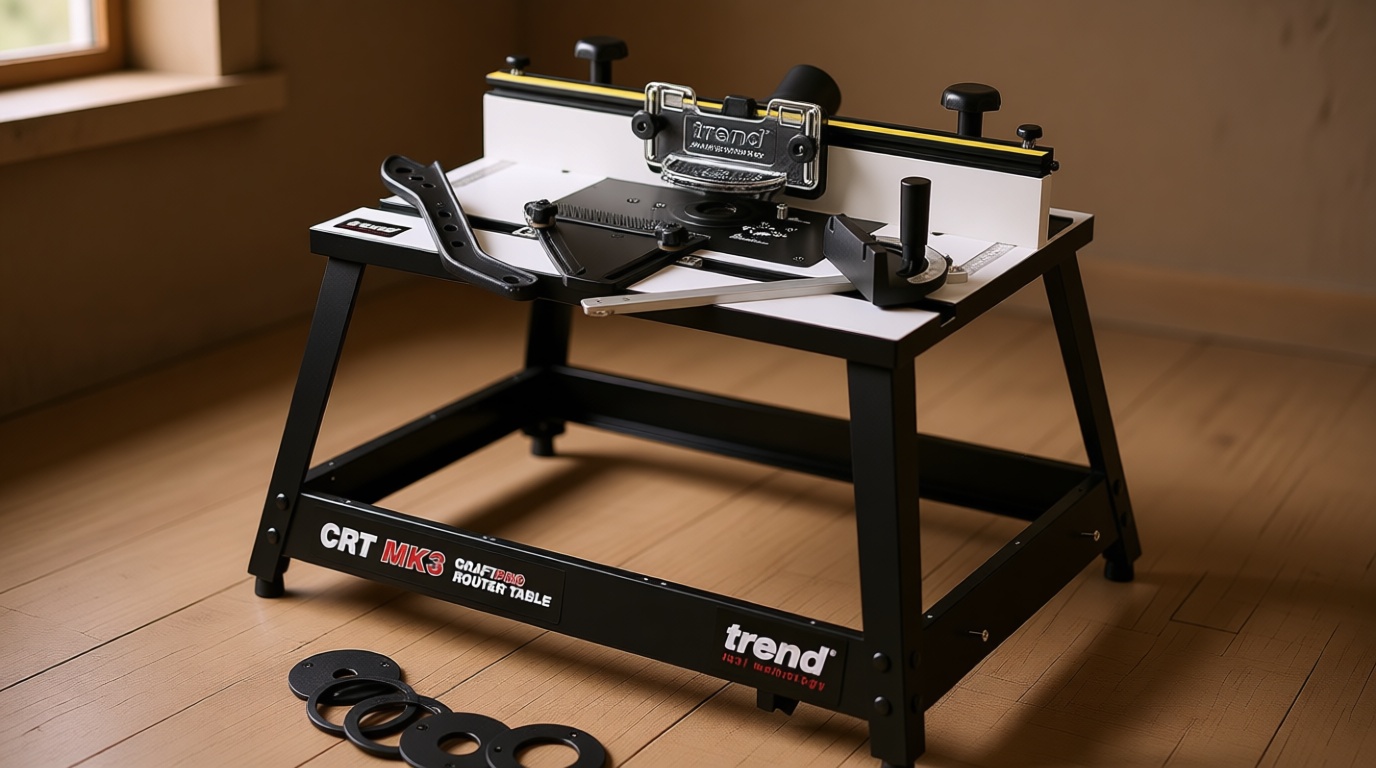 Trend CRT Portable Benchtop Router Table, Robust Construction for Workshop and Jobsite Use, 120V NVR Switch Not Included, CRT/MK3
