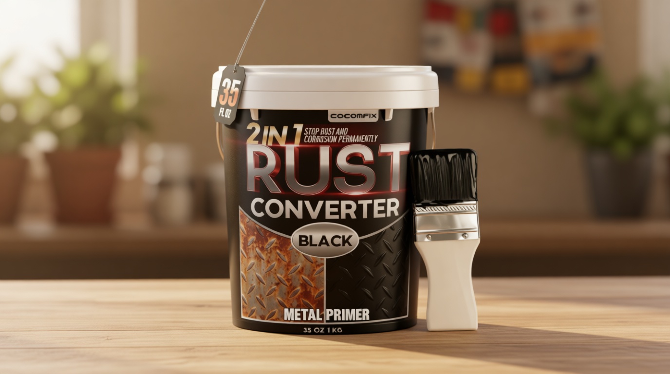 Ultra 2-in-1 Rust Converter Paint & Metal Primer, 35 oz Heat-Stable Rust Reformer & Encapsulator for Frame, Chassis, Trailer, Truck, Paint Directly Over Rust, No-Topcoat Needed, Matte Black