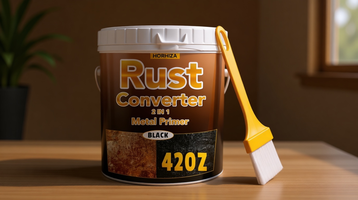 2 in 1 Rust Converter & Metal Primer, 42 Oz Black Rust Inhibitor Paint for Metal, Rust Conversion Paint, Heat-Resistant Anti Rust Coating for Car, Marine, Industrial, Chassis
