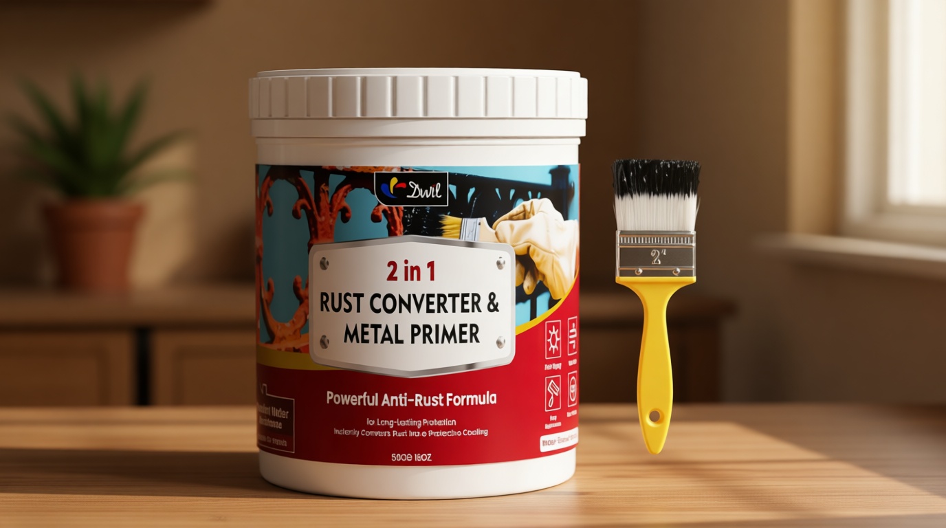 DWIL Rust Converter for Metal, 2 in 1 Rust Converter Paint and Primer, Converts Rust to Long-Lasting Protective Coating, Anti Rust and Rust Prevention Paint, No Sanding or Primer Needed, Black, 16 oz