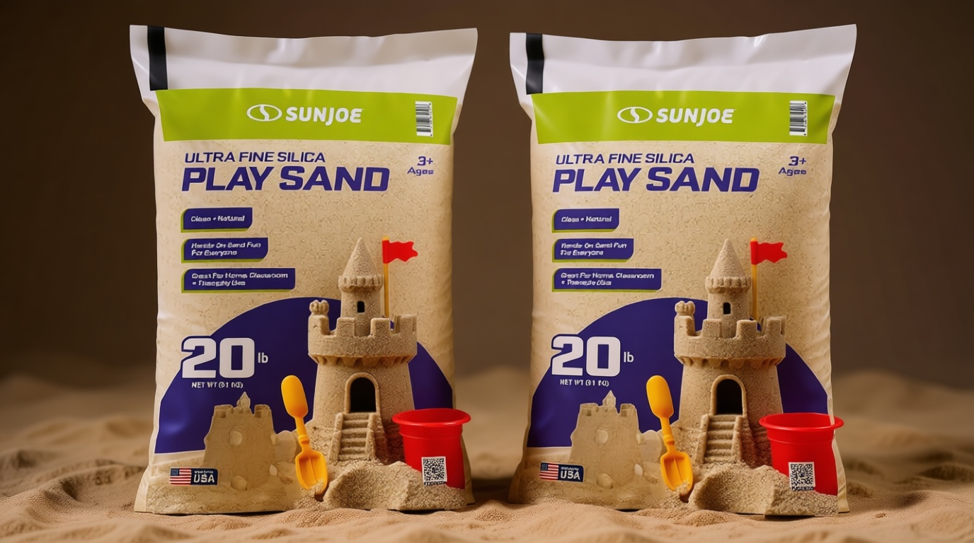 Sun Joe 2 Pack Silica Play Sand for Sandbox, Sensory Table & Garden Spaces, Ultra Fine, 20 Lbs - Natural Craft Accessory for Molding, Digging & Sculpting - Ideal for Indoor and Outdoor Use