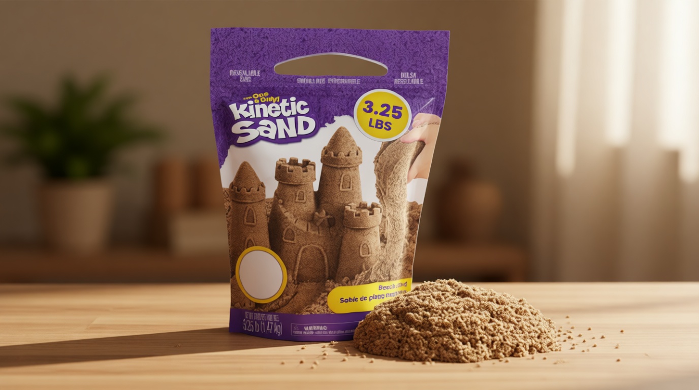 Kinetic Sand, 3.25lbs Beach Play Sand, Amazon Exclusive, Moldable Sensory Toys for Kids, Resealable Bag (Packaging May Vary), for Ages 3 and up