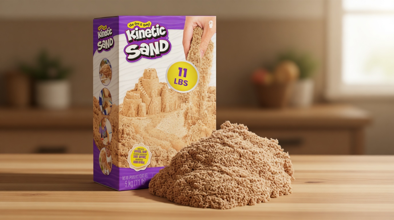Kinetic Sand, 11lb (5kg) Natural Brown Play Sand for Arts and Crafts, Sandbox, Amazon Exclusive (Packaging May Vary), Moldable Sensory Toys for Ages 3 and up