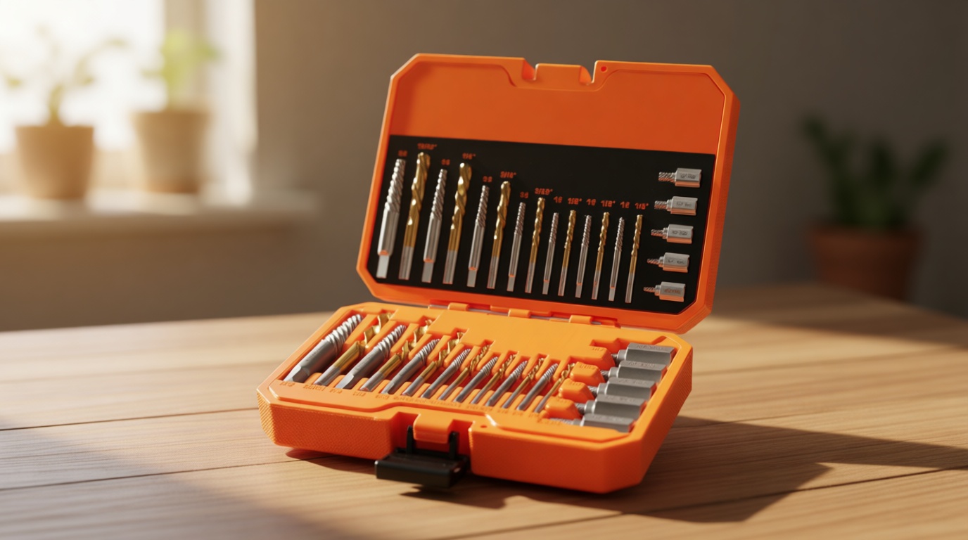 19 Piece Screw Extractor and Left Hand Drill Bits Set, Easy Out Screw Extractor Set with HSS Steel Reverse Drill Bit for Removing Stripped Damaged Broken Screw,Bolts,Nuts