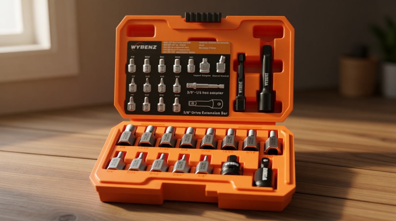 17Pcs Screw Extractor Set, 3/8" Inch Drive Easy Out Bolt Extractor Set, Multi-Spline Stripped Screw Extractor Kit, Bolt Remover for Broken Bolts, Nuts & Screws, with Extension & Adapter Accessories